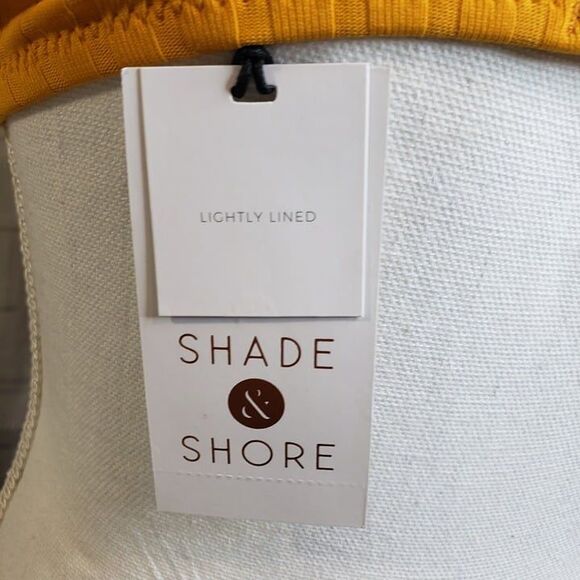 NEW Shade & Shore Mustard Yellow Twisted V Bikini Top womens 36B Swim - Picture 5 of 8